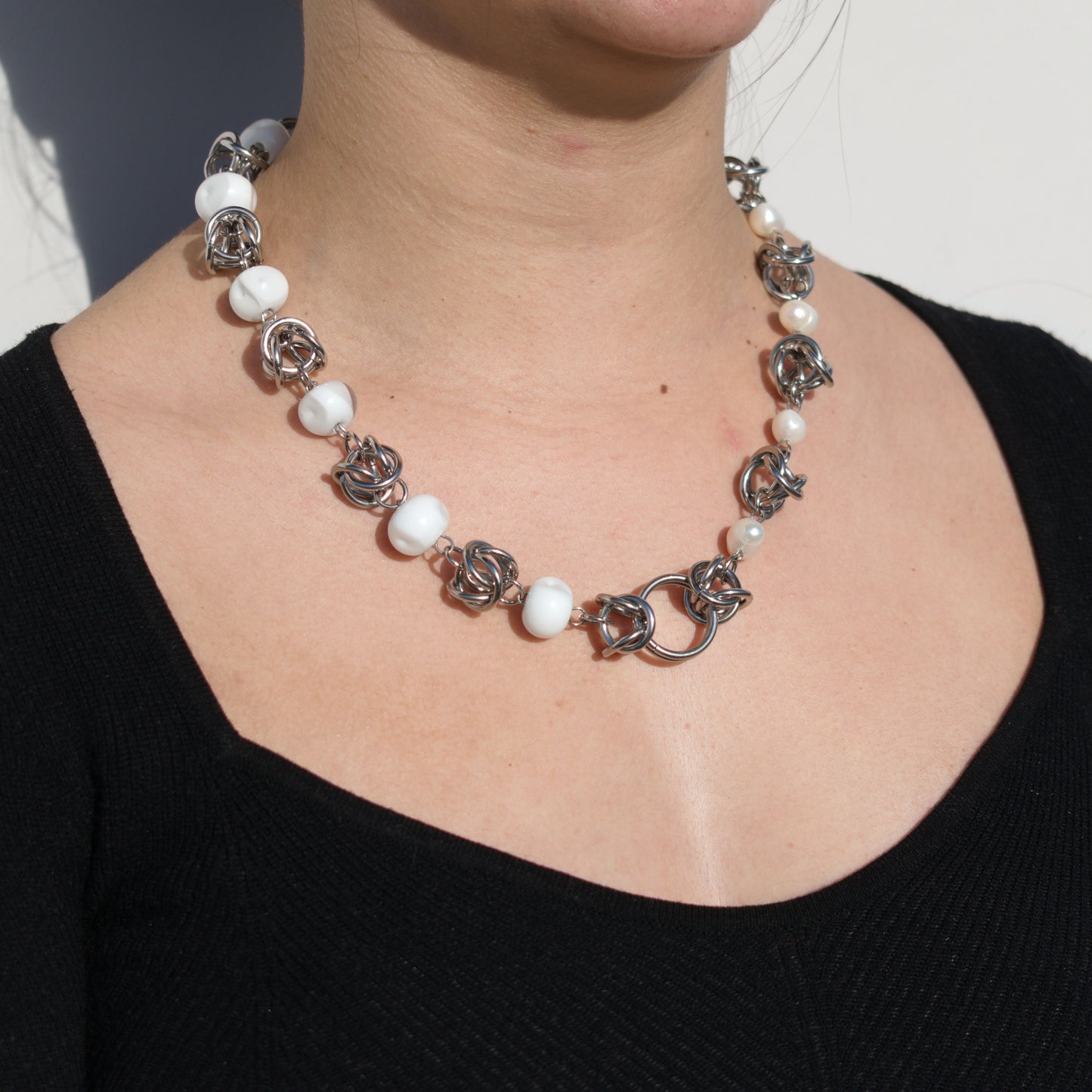 "one foot out the door" necklace